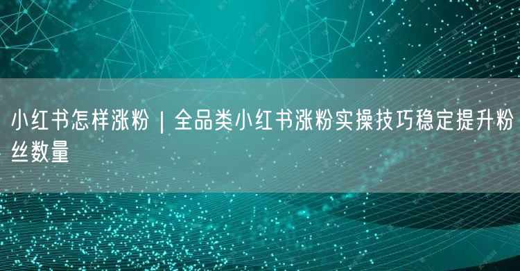 小红书怎样涨粉|全品类小红书涨粉实操技巧稳定提升粉丝数量