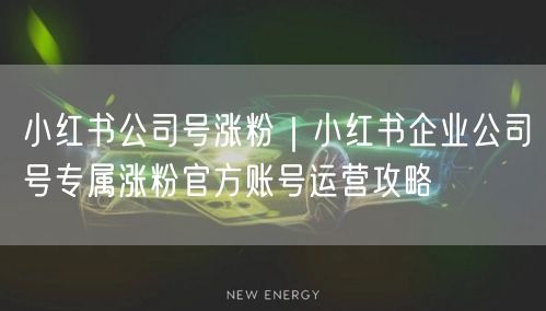 小红书公司号涨粉|小红书企业公司号专属涨粉官方账号运营攻略