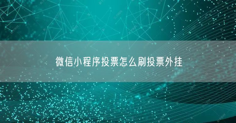 微信小程序投票怎么刷投票外挂