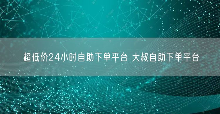 超低价24小时自助下单平台 大叔自助下单平台